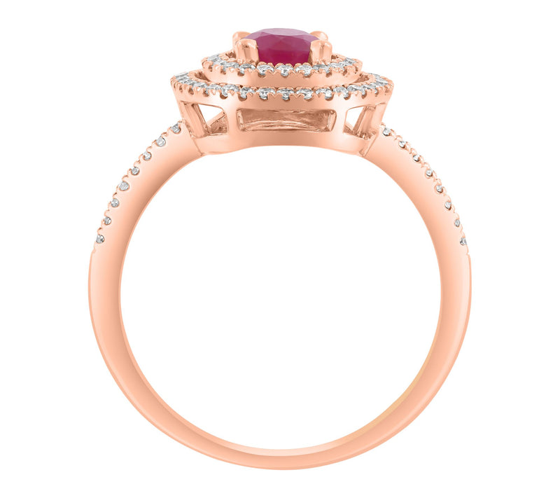 Effy Ruby & Diamond Double Halo Ring, 14K Gold — View 2
