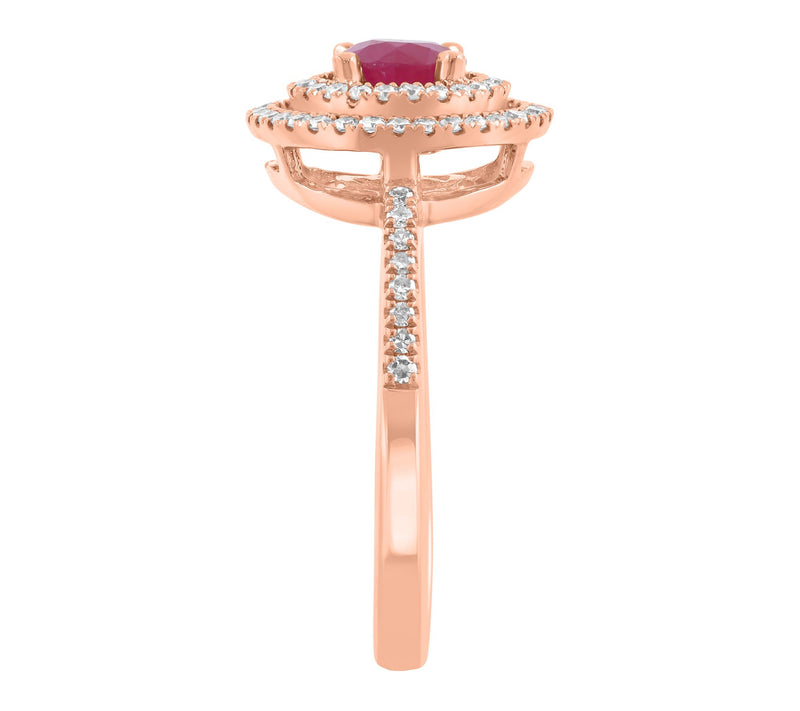 Effy Ruby & Diamond Double Halo Ring, 14K Gold — View 3