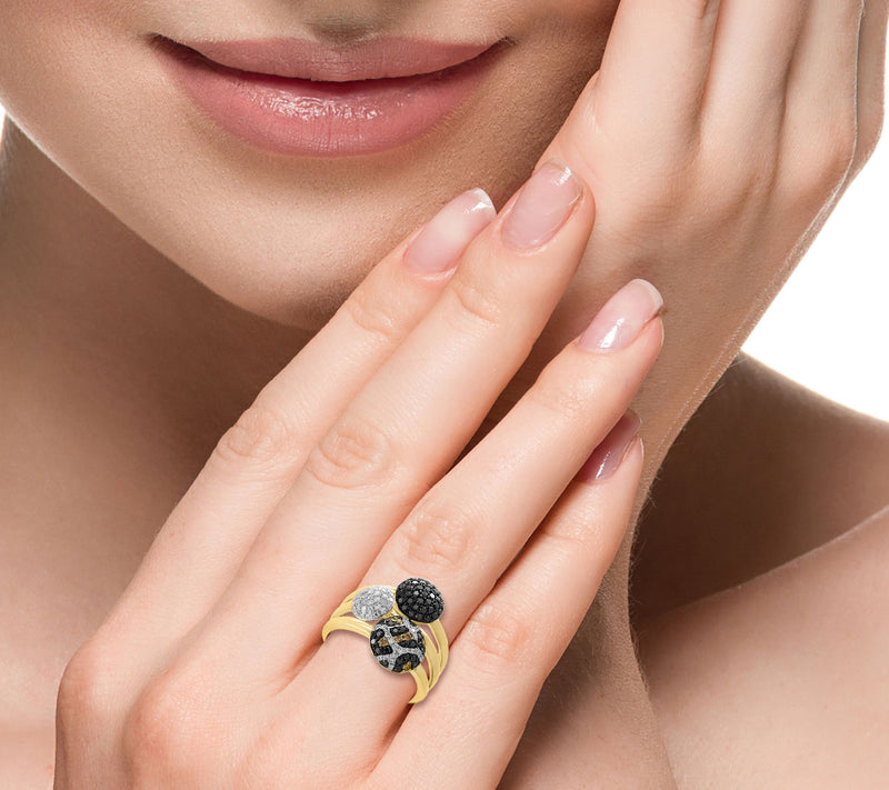 Effy Black, Espresso & White Diamond Leopard Station Ring, 14K — View 4