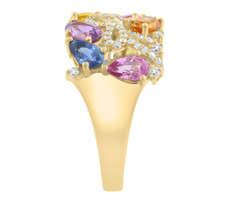 Effy Diamond & Multi-Sapphire Leopard Ring, 14KGold — View 3