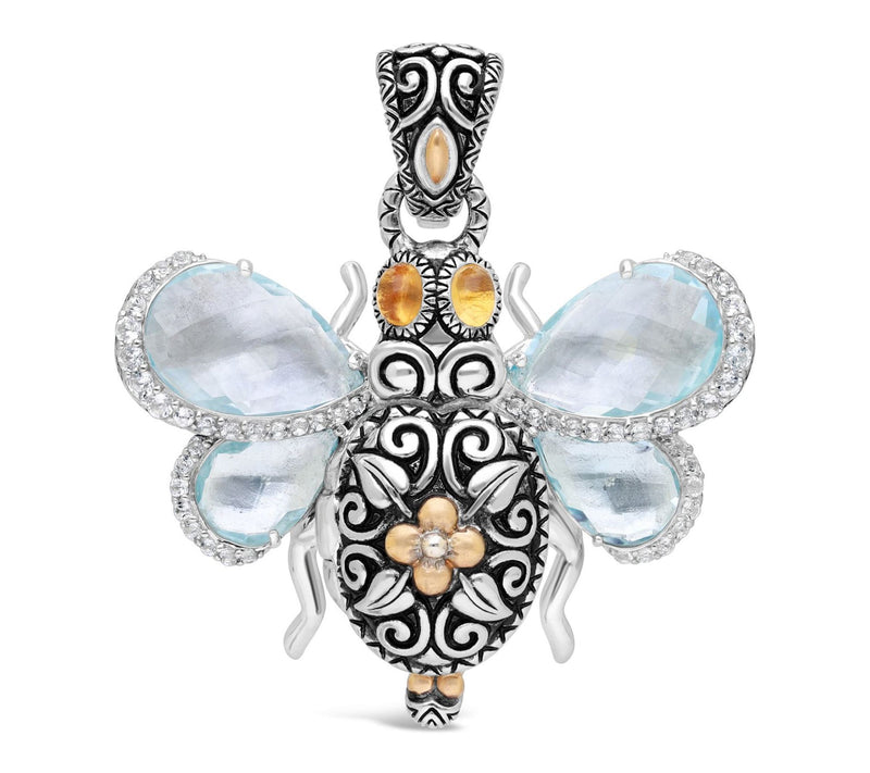 Barbara Bixby Sterling & 18K Blue Topaz Bee Locket Enhancer — Main view