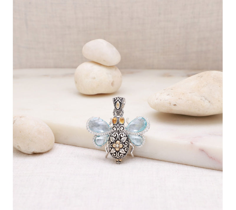 Barbara Bixby Sterling & 18K Blue Topaz Bee Locket Enhancer — View 5
