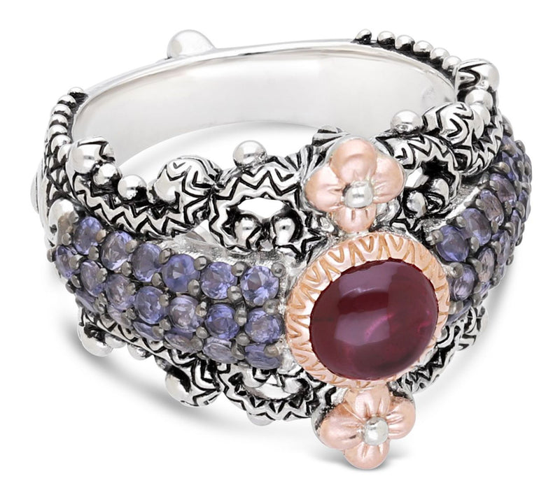 Barbara Bixby Sterling & 18K Rhodlite & IoliteRing — Main view