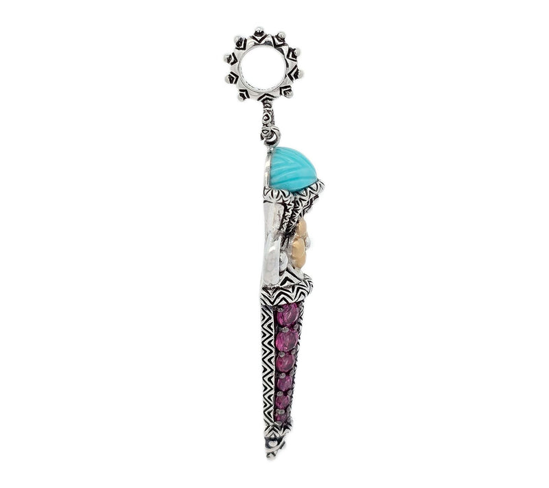 Barbara Bixby Sterling & 18K Turquoise & Rhodolite Sword Charm — View 3