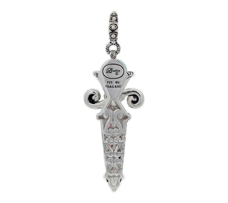 Barbara Bixby Sterling & 18K Turquoise & Rhodolite Sword Charm — View 2