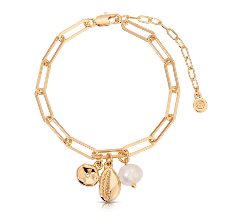 Ettika Cultured Pearl Golden Shore Charm Bracelet — View 4