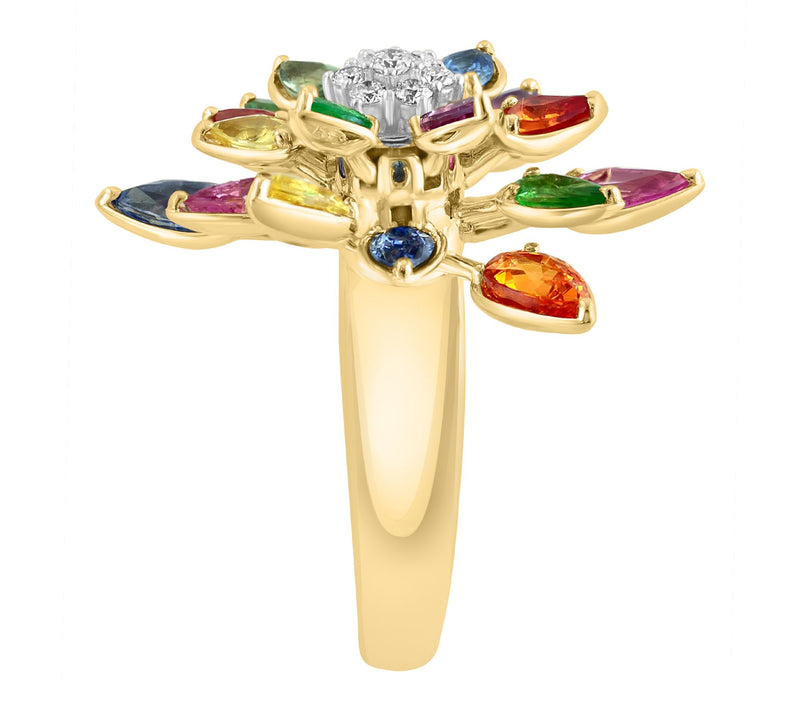 Effy Diamond, Tsavorite & Multi Sapphire Ring,14K Gold — View 3