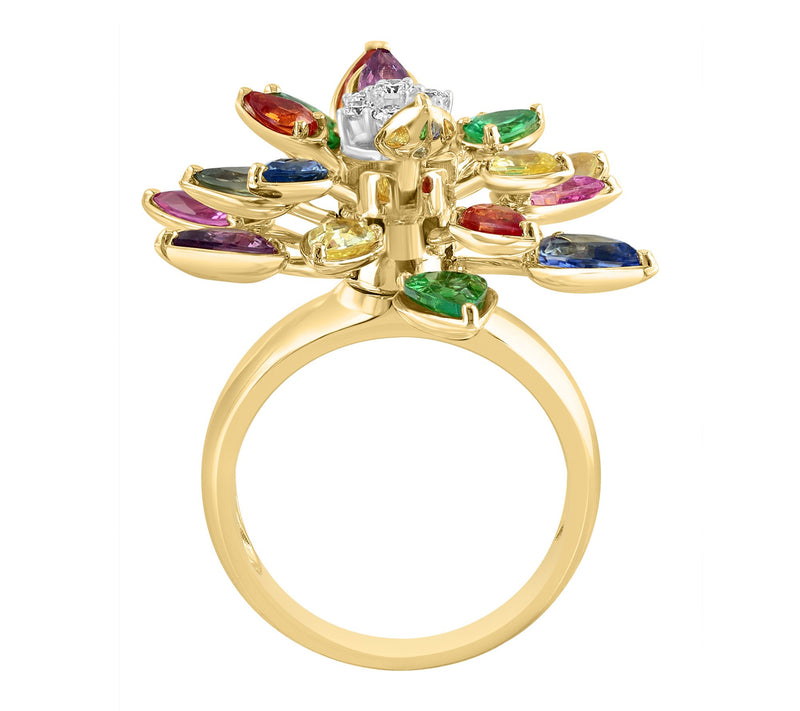 Effy Diamond, Tsavorite & Multi Sapphire Ring,14K Gold — View 2