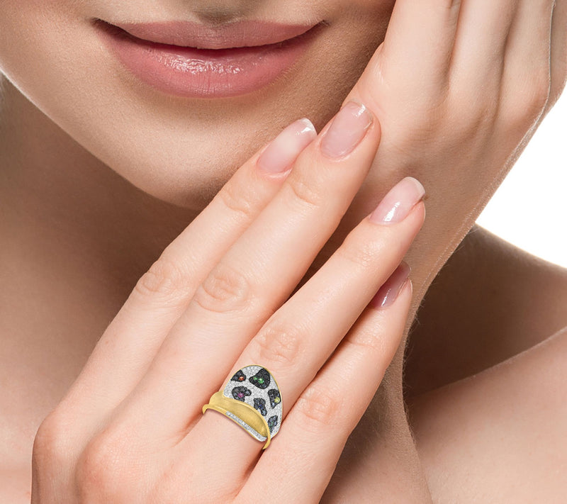 Effy Diamond, Tsavorite & Multi-Sapphire Leopard Ring, 14K — View 4
