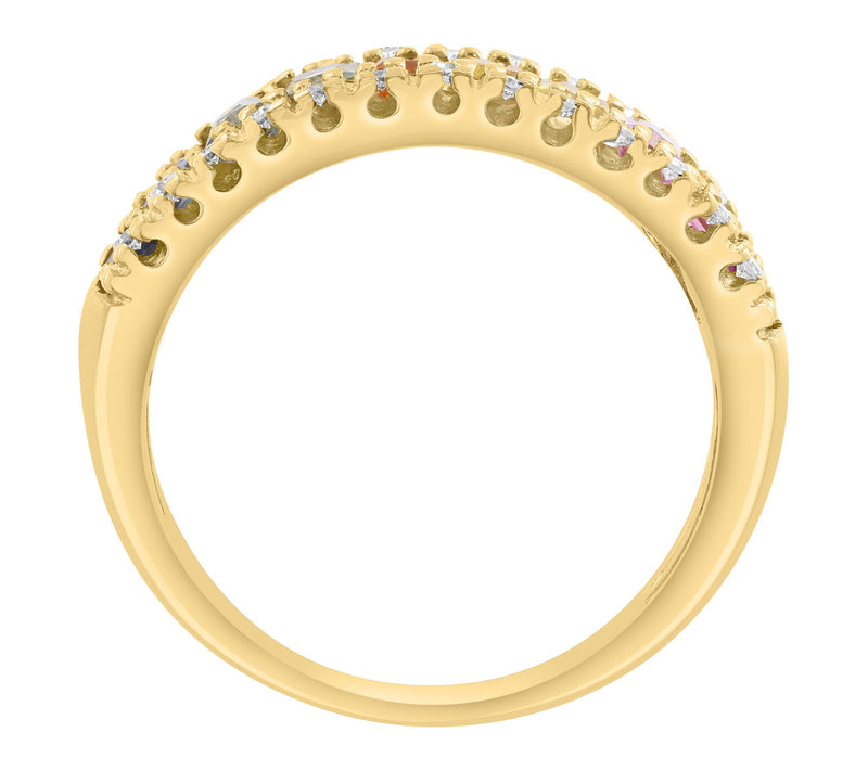 Effy Diamond & Multi-Sapphire Band Ring, 14K God — View 2