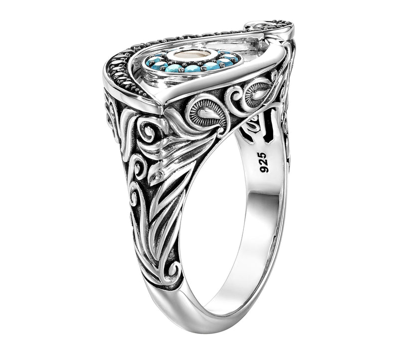 Third Person Sterling Creative Soul Gemstone Evil Eye Ring — View 2