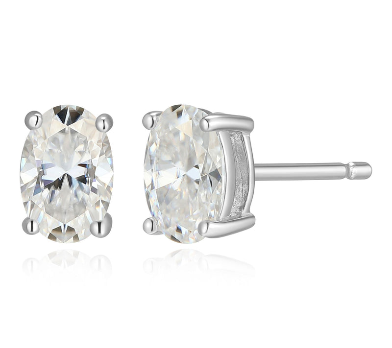 Moissanite 0.85 cttw Oval Cut Stud Earrings, Sterling Silver — View 8