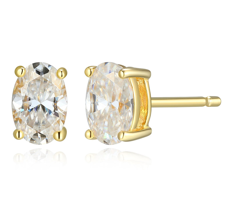 Moissanite 0.85 cttw Oval Cut Stud Earrings, Sterling Silver — View 9