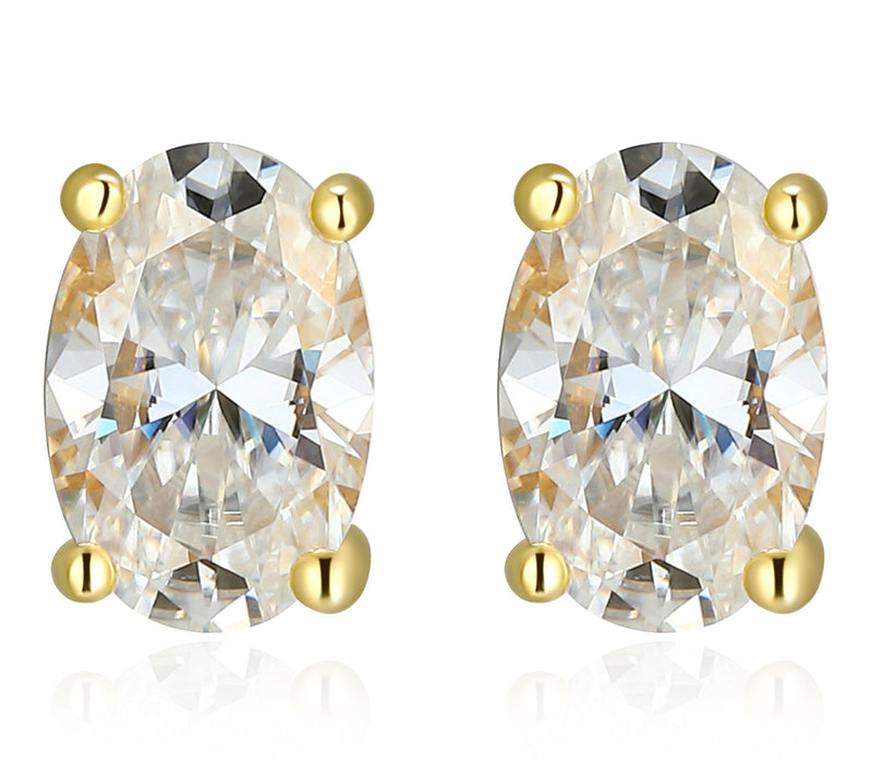 Moissanite 0.85 cttw Oval Cut Stud Earrings, Sterling Silver — View 2