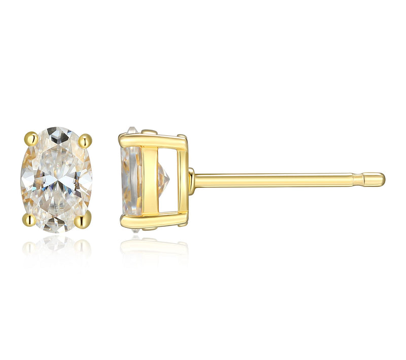 Moissanite 0.85 cttw Oval Cut Stud Earrings, Sterling Silver — View 3