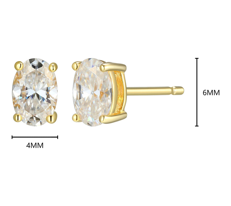 Moissanite 0.85 cttw Oval Cut Stud Earrings, Sterling Silver — View 5