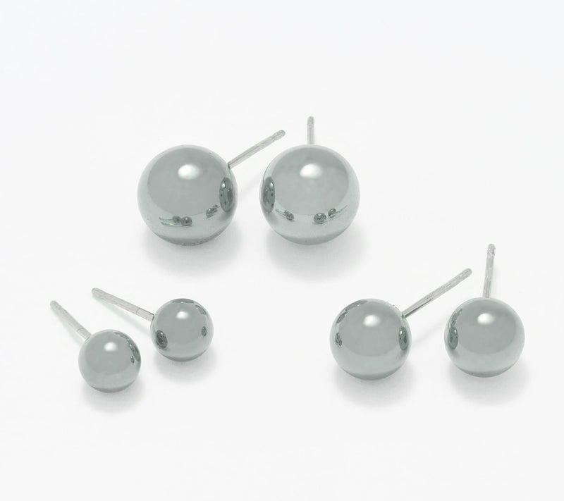 David Markstein Bronze Set of 3 Ball Stud Earrings — View 3