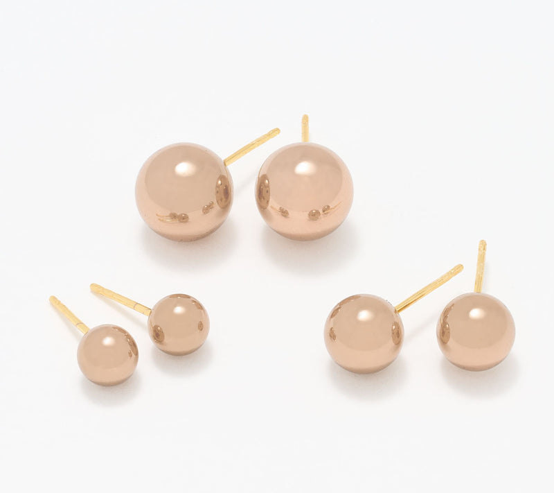 David Markstein Bronze Set of 3 Ball Stud Earrings — View 5