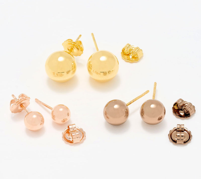 David Markstein Bronze Set of 3 Ball Stud Earrings — View 14