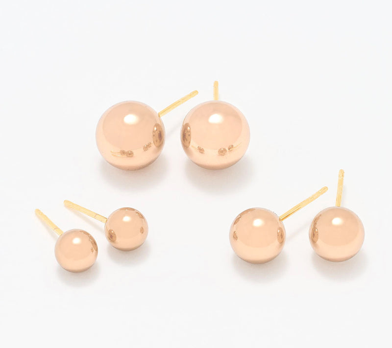 David Markstein Bronze Set of 3 Ball Stud Earrings — View 7