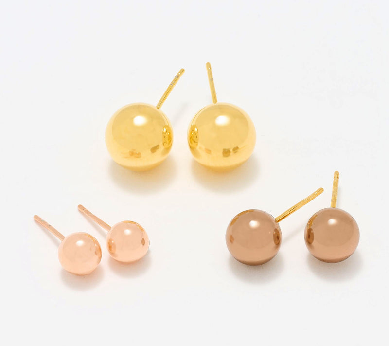 David Markstein Bronze Set of 3 Ball Stud Earrings — View 11