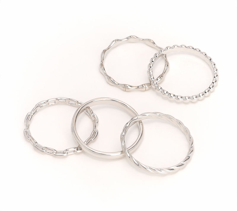 David Markstein Bronze Set of 5 Refined Stack Rings — View 6