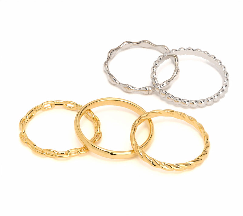 David Markstein Bronze Set of 5 Refined Stack Rings — View 10
