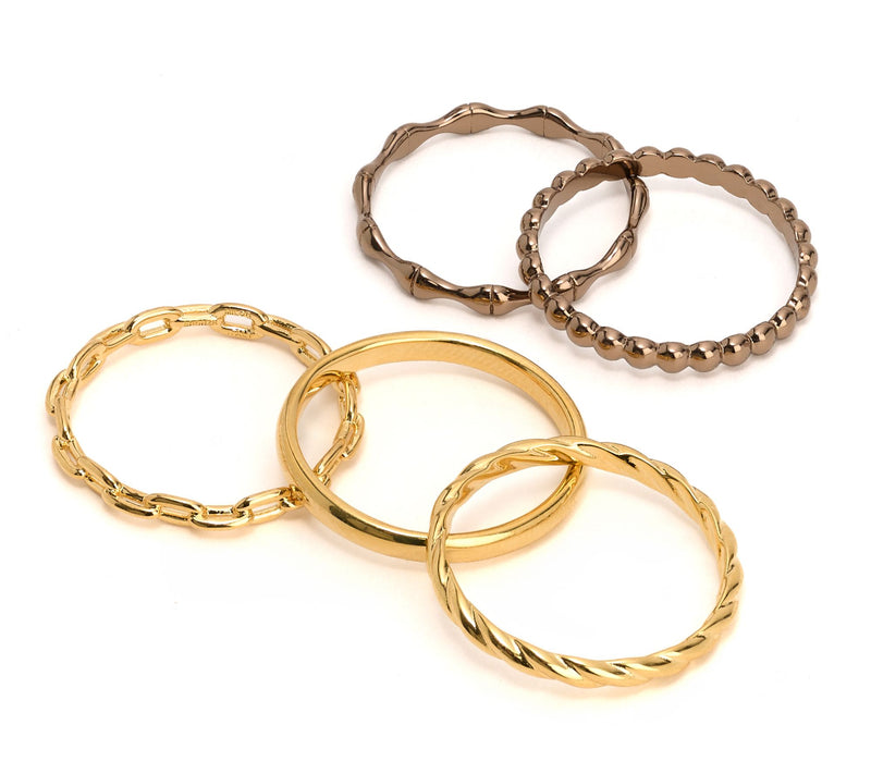 David Markstein Bronze Set of 5 Refined Stack Rings — View 8