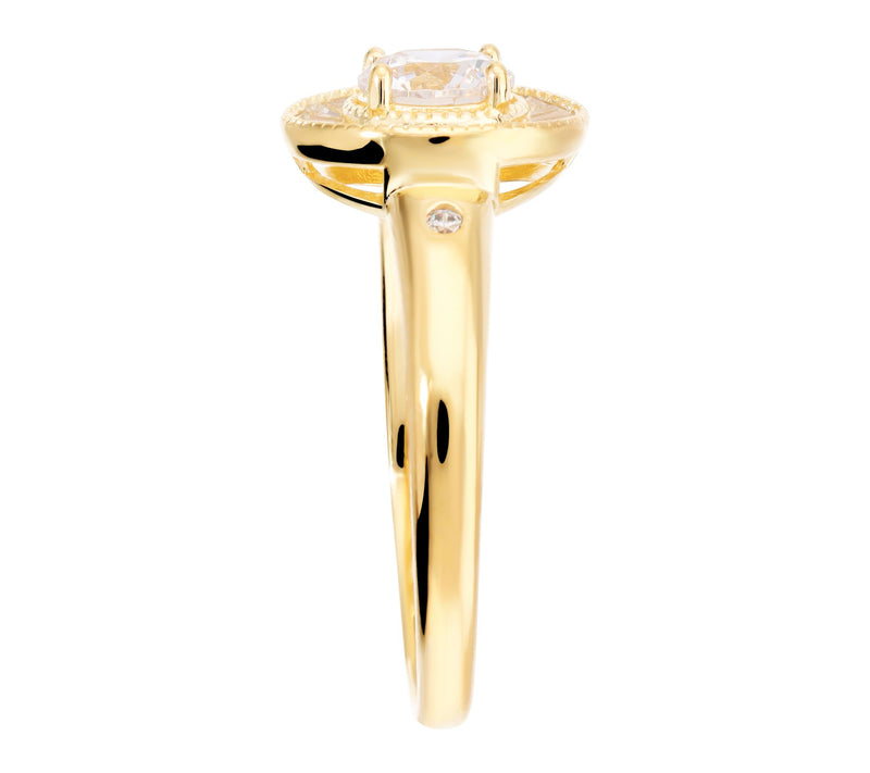 Diamonique Baguette Halo Ring, Sterling Silver — View 2