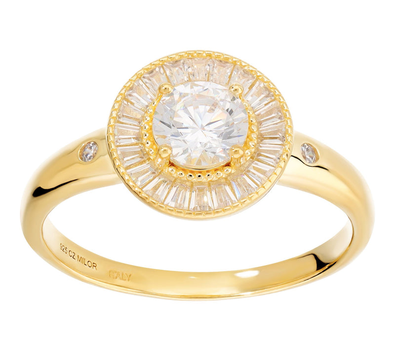 Diamonique Baguette Halo Ring, Sterling Silver — View 8