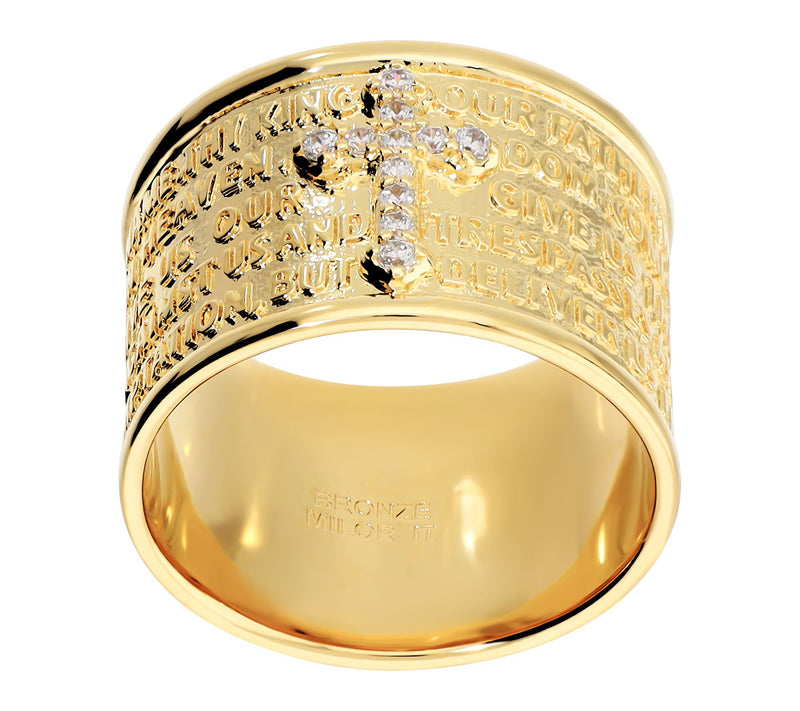 Diamonique X Bronzo Italia Cigar Band Prayer Ring — View 8