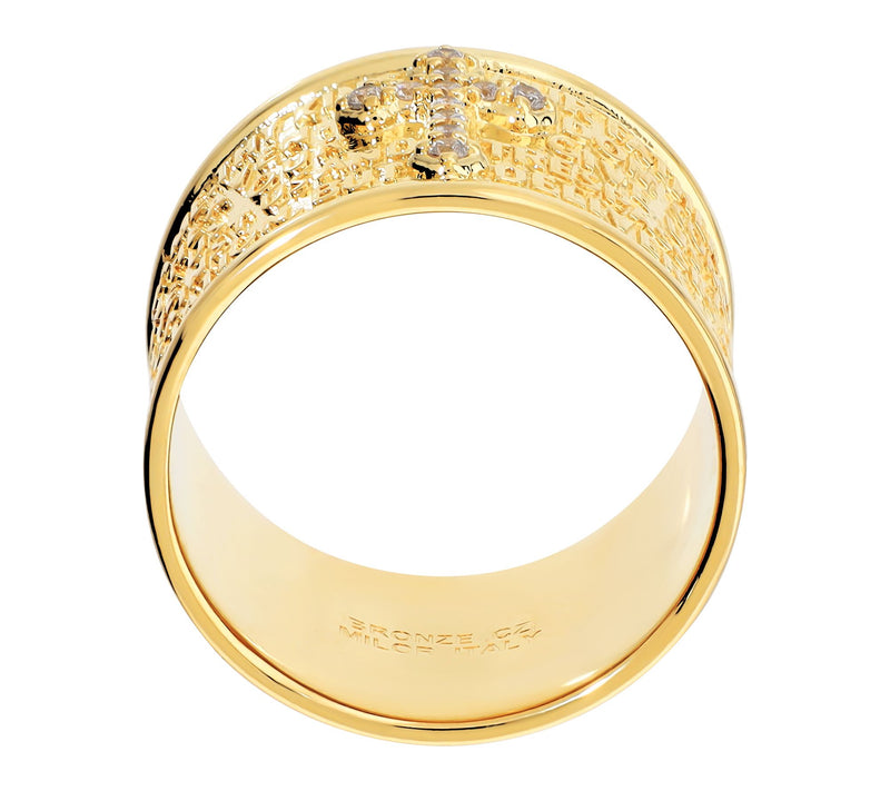 Diamonique X Bronzo Italia Cigar Band Prayer Ring — View 3