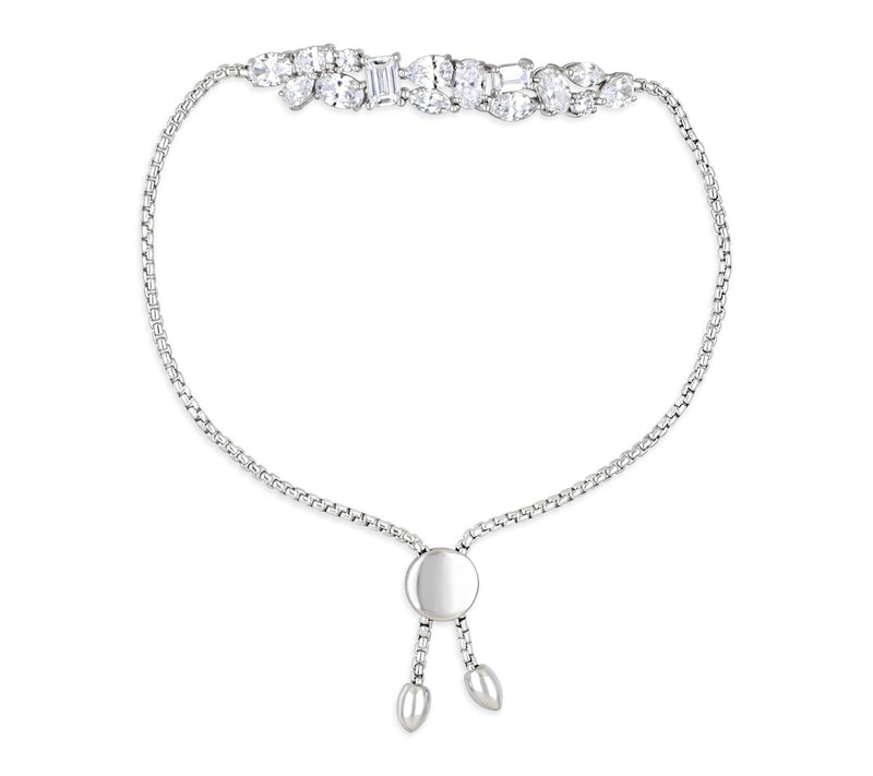 Ariva Sterling Silver Diamonique Adjustable Cluster Bracelet — View 2