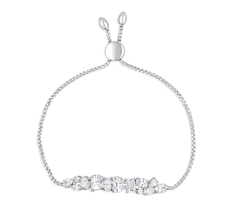 Ariva Sterling Silver Diamonique Adjustable Cluster Bracelet — View 8