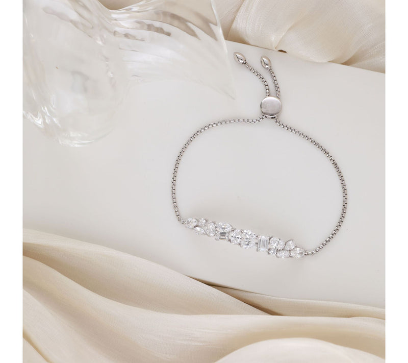 Ariva Sterling Silver Diamonique Adjustable Cluster Bracelet — View 5