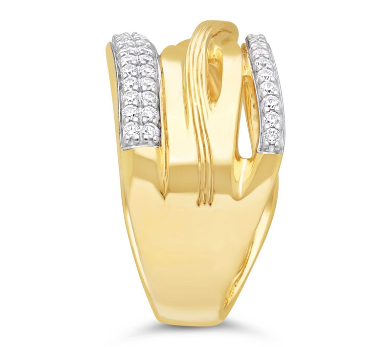 Ariva Sterling 18K Gold Clad Diamonique HighwayRing — View 2