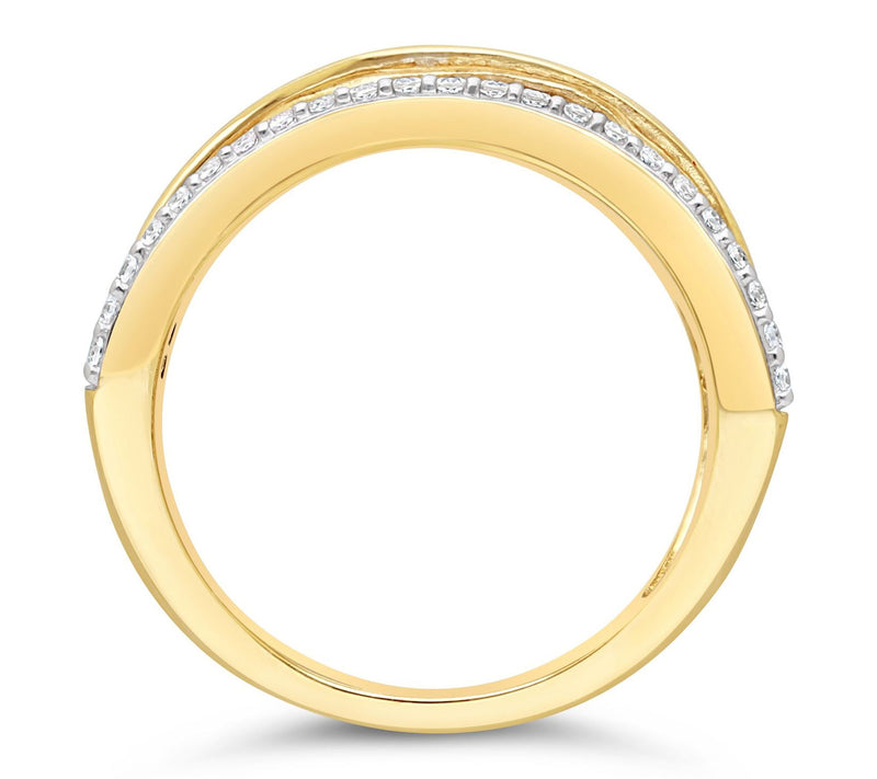 Ariva Sterling 18K Gold Clad Diamonique HighwayRing — View 3