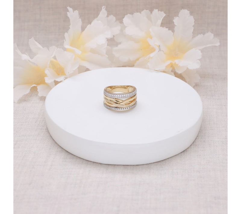 Ariva Sterling 18K Gold Clad Diamonique HighwayRing — View 4