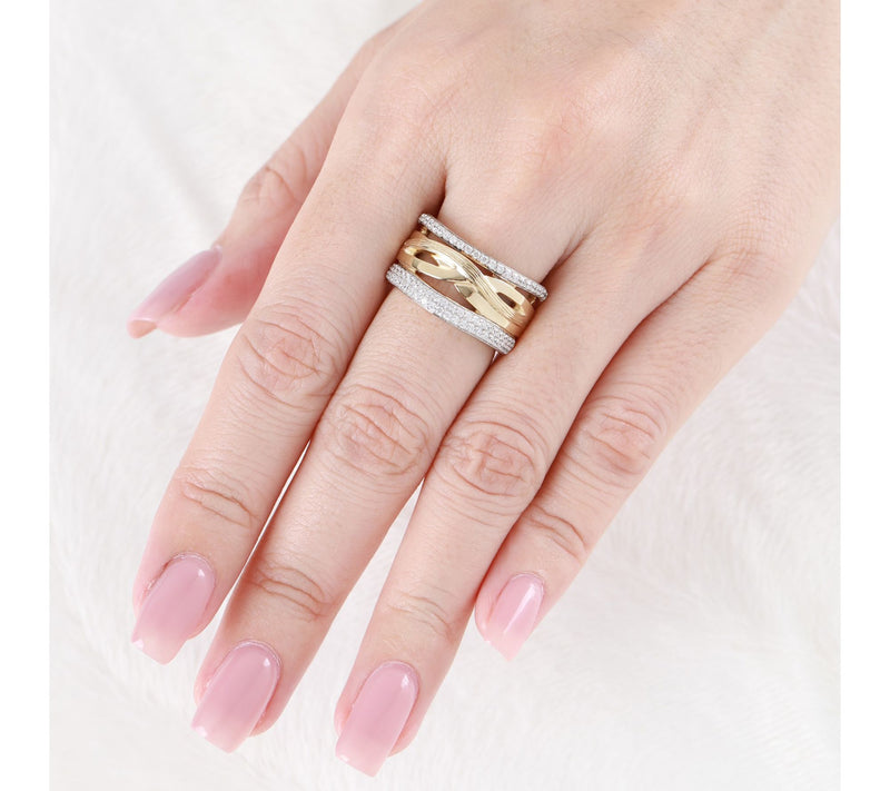 Ariva Sterling 18K Gold Clad Diamonique HighwayRing — View 5