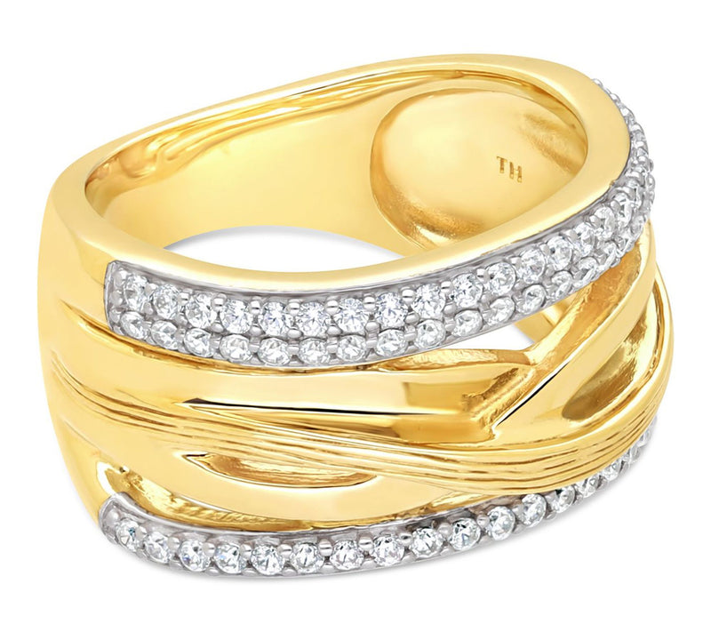 Ariva Sterling 18K Gold Clad Diamonique HighwayRing — Main view