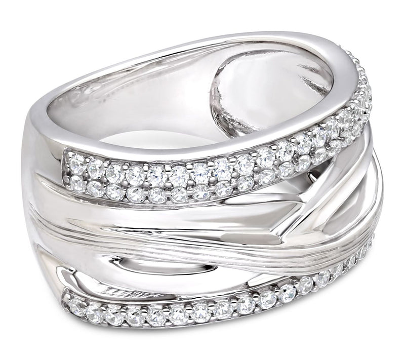 Ariva Sterling Silver Diamonique Highway Ring — Main view