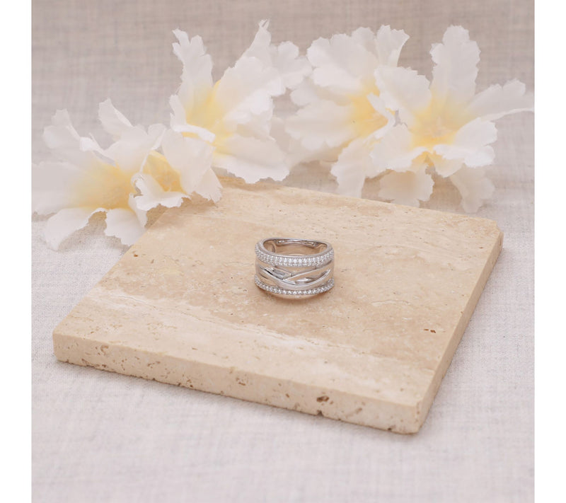 Ariva Sterling Silver Diamonique Highway Ring — View 4