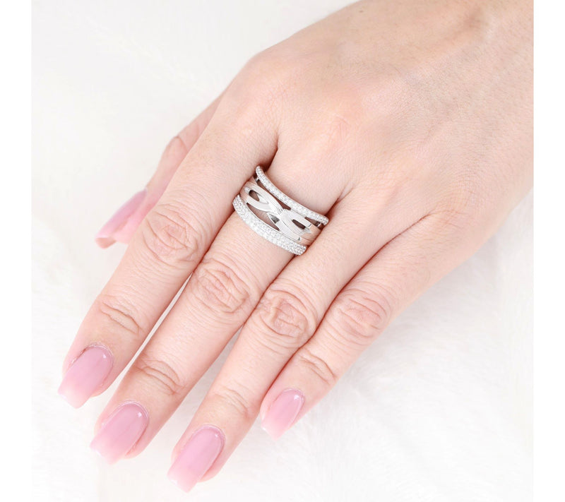 Ariva Sterling Silver Diamonique Highway Ring — View 5