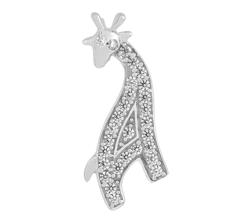 Diamonique Pave Giraffe Pendant, Sterling Silver — Main view
