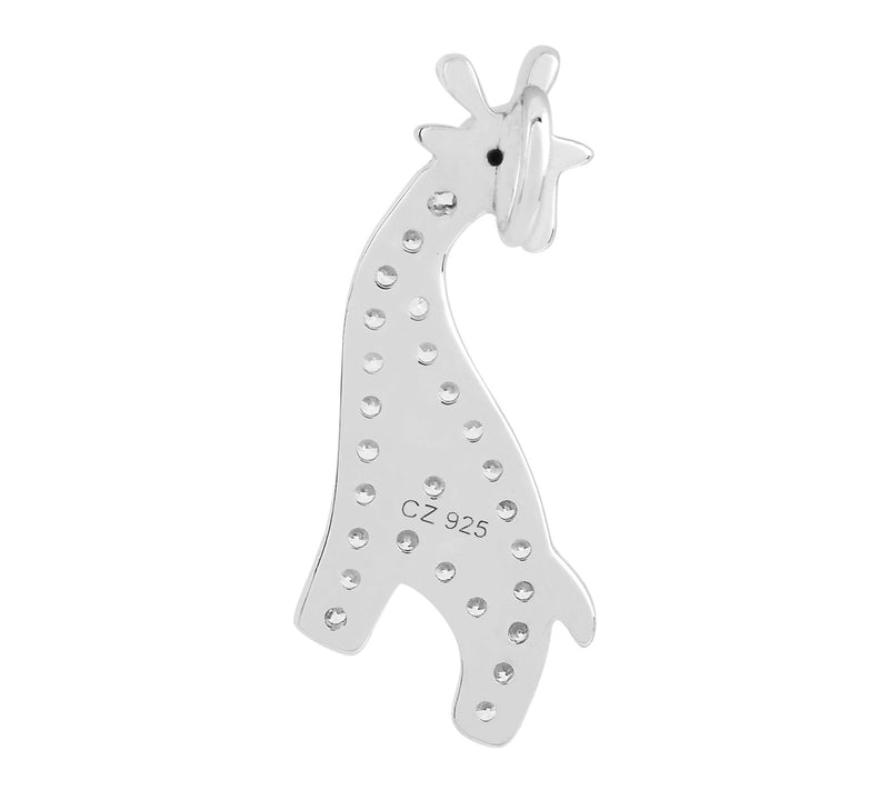Diamonique Pave Giraffe Pendant, Sterling Silver — View 4