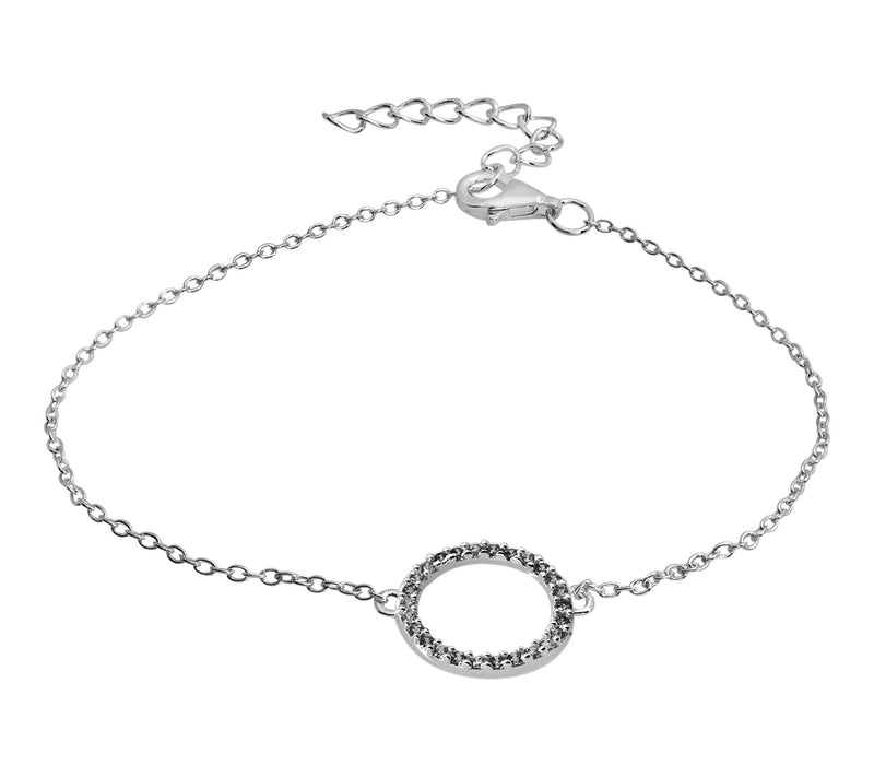 Diamonique Pave Oval Station Bracelet, SterlingSilver — Main view