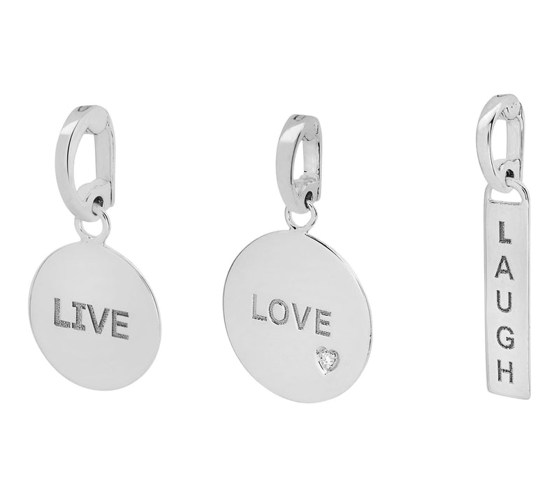 Diamonique Live, Laugh, Love Pendant Set, Sterling Silver — View 2
