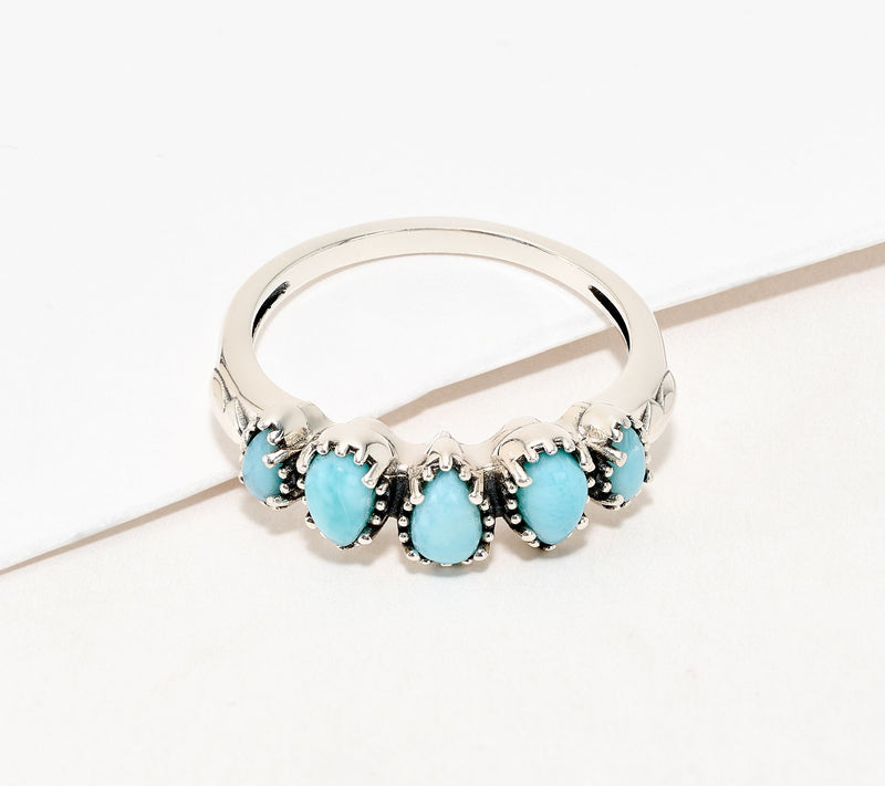 American West Sterling Five Pear Gemstone Band Ring — View 18