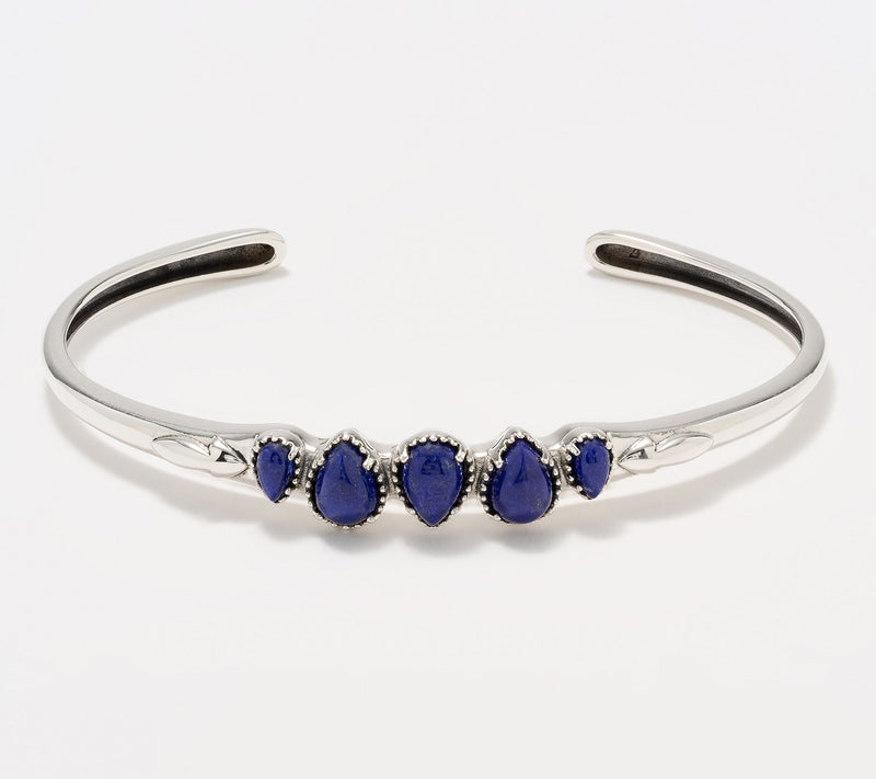 American West Sterling Five Pear Gemstone Cuff — View 12