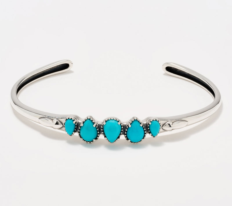American West Sterling Five Pear Gemstone Cuff — View 15